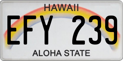 HI license plate EFY239