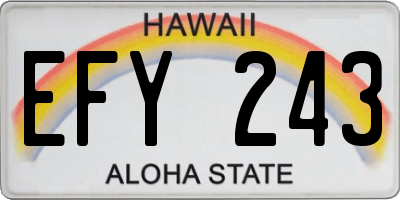 HI license plate EFY243