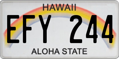 HI license plate EFY244