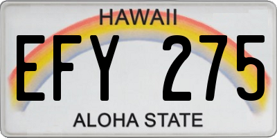 HI license plate EFY275