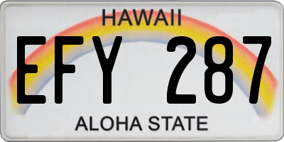 HI license plate EFY287