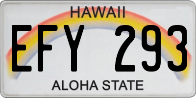HI license plate EFY293