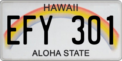 HI license plate EFY301