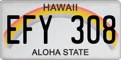 HI license plate EFY308