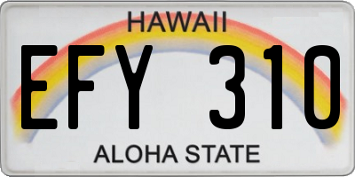 HI license plate EFY310