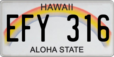 HI license plate EFY316
