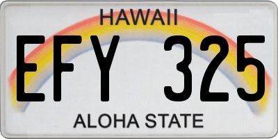 HI license plate EFY325