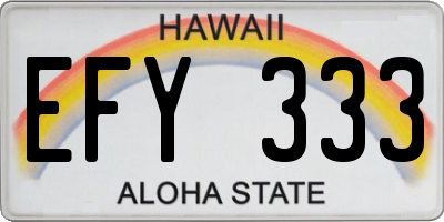HI license plate EFY333