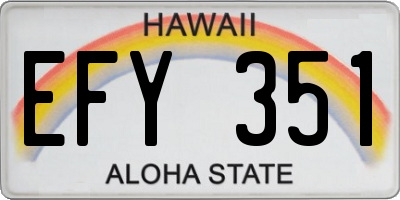 HI license plate EFY351