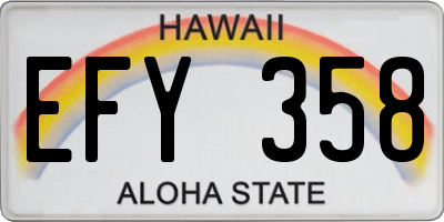 HI license plate EFY358