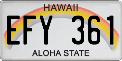 HI license plate EFY361