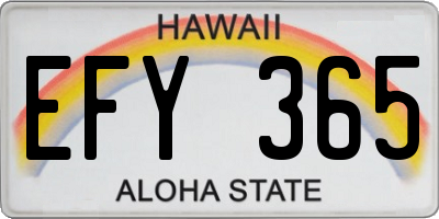 HI license plate EFY365