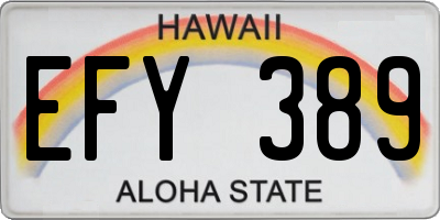 HI license plate EFY389
