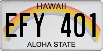 HI license plate EFY401