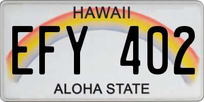 HI license plate EFY402