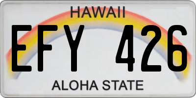 HI license plate EFY426
