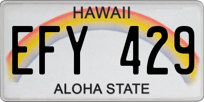 HI license plate EFY429
