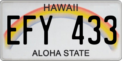 HI license plate EFY433