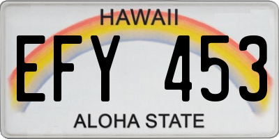 HI license plate EFY453