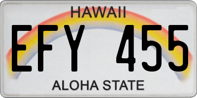 HI license plate EFY455