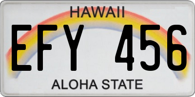 HI license plate EFY456