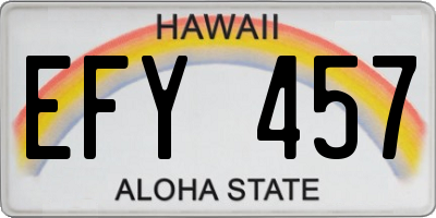 HI license plate EFY457