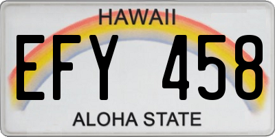 HI license plate EFY458