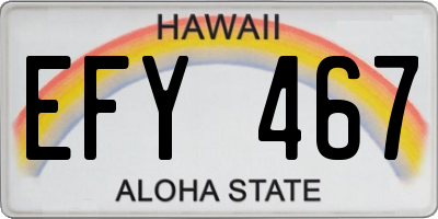 HI license plate EFY467
