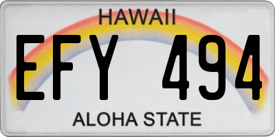 HI license plate EFY494