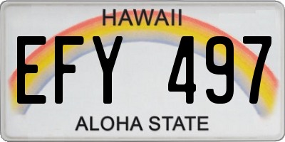 HI license plate EFY497