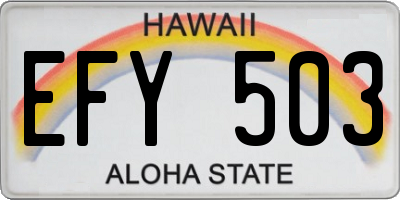 HI license plate EFY503