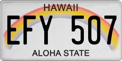 HI license plate EFY507