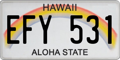 HI license plate EFY531