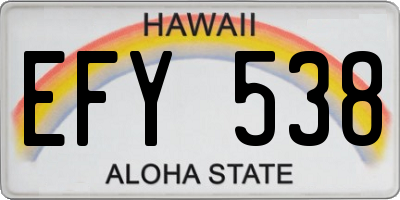 HI license plate EFY538