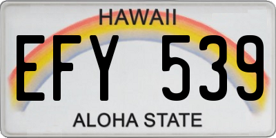 HI license plate EFY539