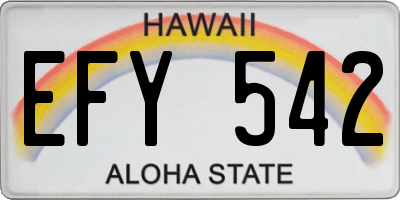 HI license plate EFY542