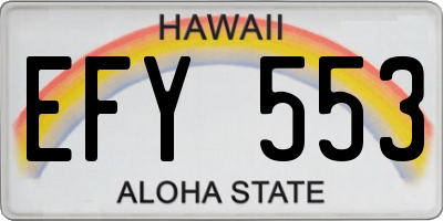 HI license plate EFY553