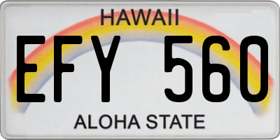 HI license plate EFY560