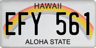 HI license plate EFY561