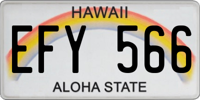 HI license plate EFY566