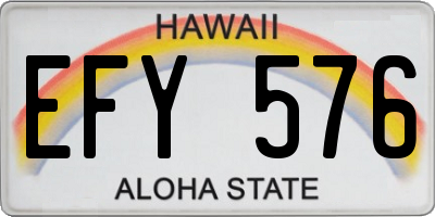 HI license plate EFY576