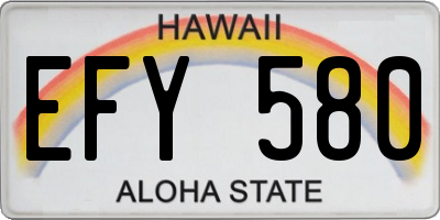 HI license plate EFY580