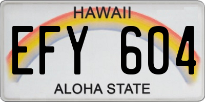 HI license plate EFY604