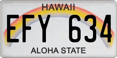 HI license plate EFY634