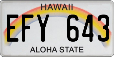 HI license plate EFY643