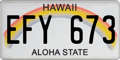 HI license plate EFY673