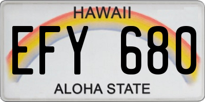 HI license plate EFY680