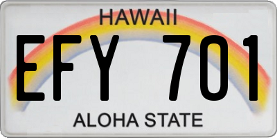 HI license plate EFY701