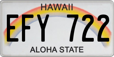 HI license plate EFY722