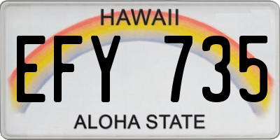 HI license plate EFY735
